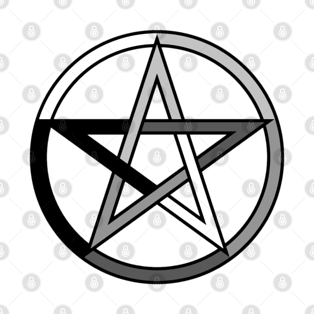 White, Grey and Black Pentagram Pentacle by Wicca Fairy