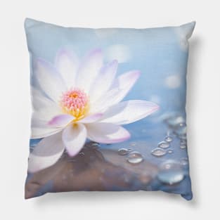 Flower Water Drop Nature Serene Tranquil Pillow