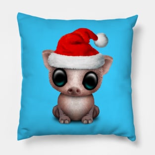 Christmas Pig Wearing a Santa Hat Pillow