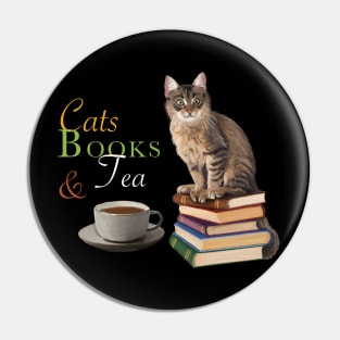 Cats, books and tea Pin