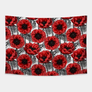 Red anemone garden Tapestry