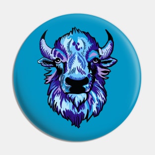 Mindful Vivid Buffalo in Purple & Light Blue Pin