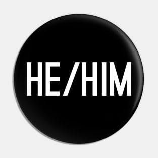 He Him CAPS White Pin