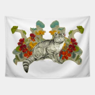 Cat and flowers Tapestry