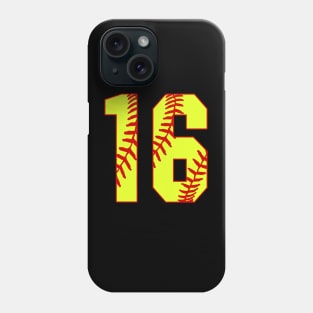 Fastpitch Softball Number 16 #16 Softball Shirt Jersey Uniform Favorite Player Biggest Fan Phone Case