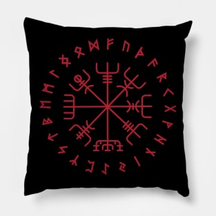 Norse Vegvisir Wayfinder Viking Compass Elder Futhark Runes Red Pillow