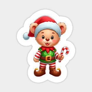 Cute Christmas Elf Bear Kawaii Magnet