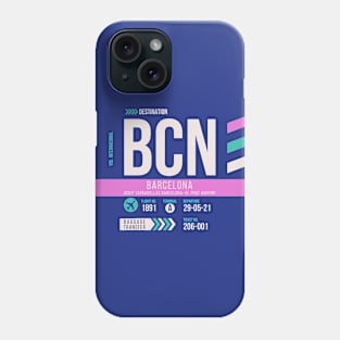 Barcelona (BCN) Airport Code Baggage Tag Phone Case