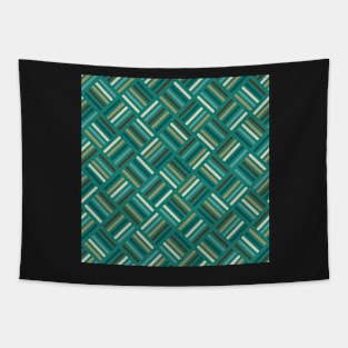 Herringbone Pattern Cobalt and Teal Tapestry