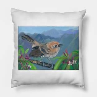 Elepaio Bird in a Sandalwood Tree Pillow