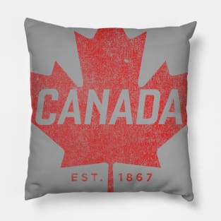 Canada Est. 1867 Vintage Faded Canada Maple Leaf  design Pillow