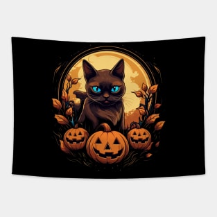 Siamese Cat Halloween Tapestry