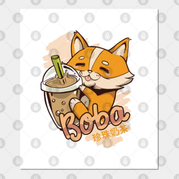 Bubble Tea Design Boba Corgi Bubble Tea Poster E Stampa Artistica Teepublic It