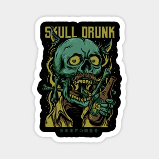 skull drunk cartoon funny illustration Magnet