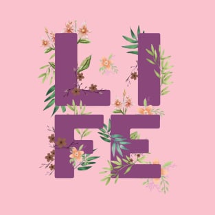 LIFE TYPOGRAPHY FLORIST PURPLE BASE T-Shirt