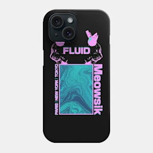 Retrowave cat music poster | Fluid cat musician cover | Purple DJ Feline Phone Case