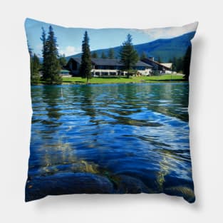 Beauvert Lake and Resort, Jasper National Park, Rocky Mountains, Alberta, Canada Pillow