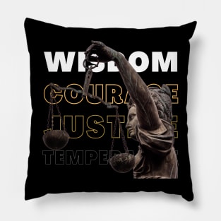 Stoic Virtues - Greek-Style Statue Design Pillow