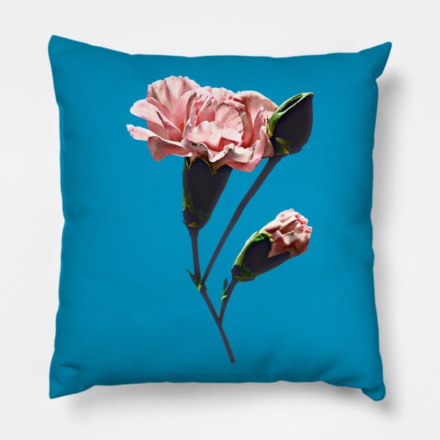 Carnations - Delicate Carnation Wtih Buds Pillow by SusanSavad