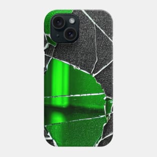 Cracked glass pattern, with pattern, black, green, cracks, mesh Phone Case