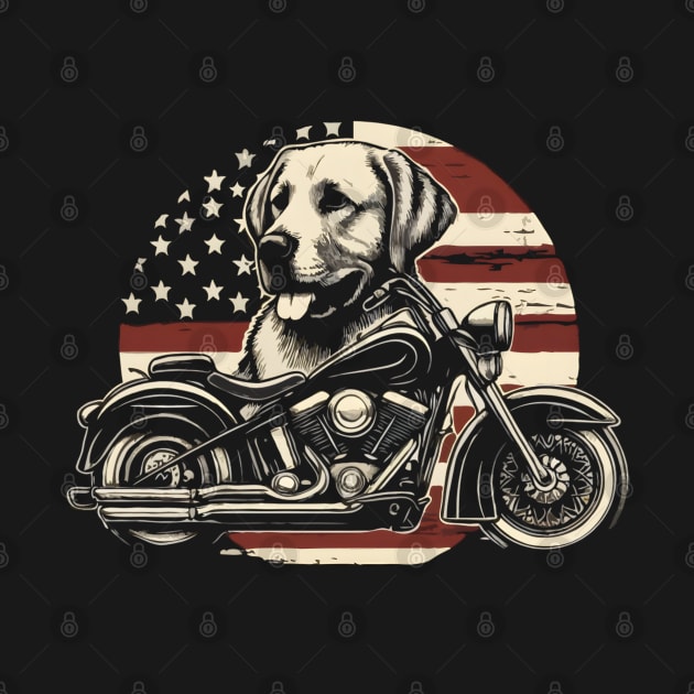 Lab Dad USA Flag Labrador dad Fathers Day Motorcycle lover 4th of July by TopTees