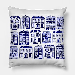 Little Linocut Houses Pillow