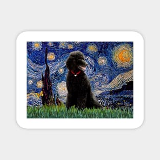 Black Standard Poodle in Adaptation of Starry Night by Van Gogh Magnet