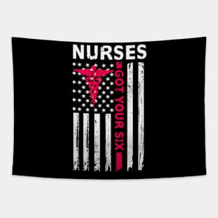 Nurses Got Your Six Shirt Back Side American Flag Tee Tapestry