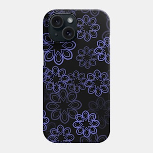 Neon Floral Blue on Black Phone Case