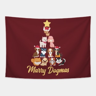 Marry Dogmas Funny Dogs Christmas Tree Merry Christmas Gift Tapestry