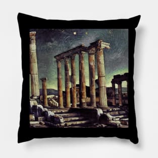 Temple of Arthemis at Ephesus, Vincent van Gogh style Pillow