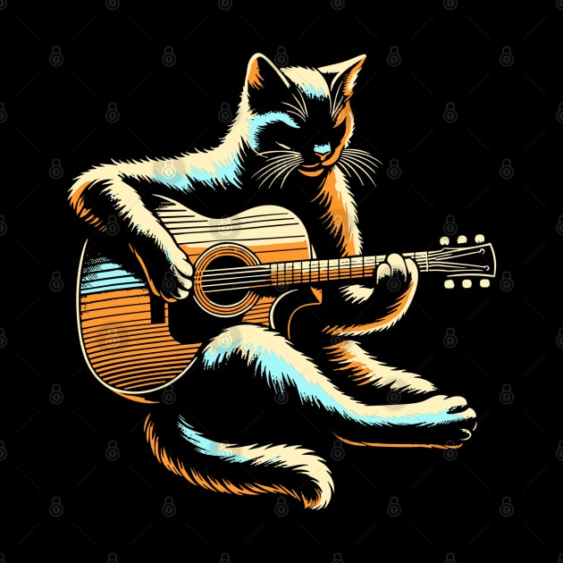 Cat Playing Acoustic Guitar Player Guitarist Funny Cat Lover by rhazi mode plagget