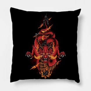 dragon chasing fireball Pillow