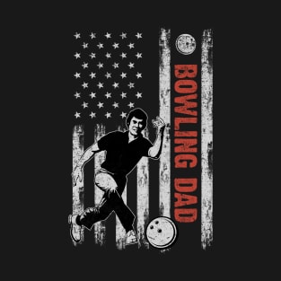 Bowling Dad American Flag Father's Day 4th Of July Gift T-Shirt