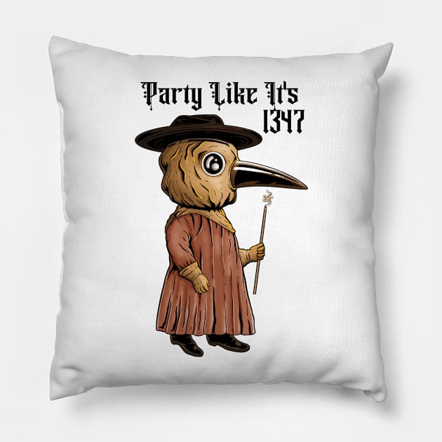 Ravens and Remedies: Plague Doctor's Black Death Party Pillow by Holymayo Tee