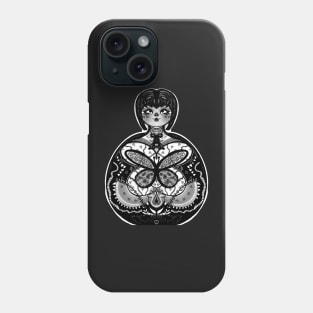 black and white mandala butterfly girl Phone Case