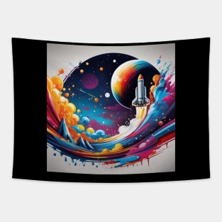 Beautiful Shuttle Design Blasting into Space Tapestry