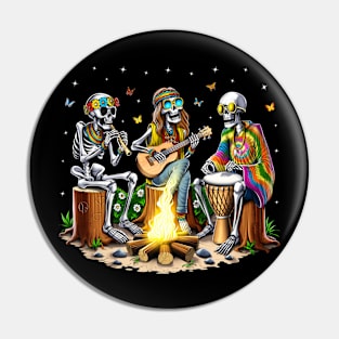 Hippie Skeletons Forest Camping Pin