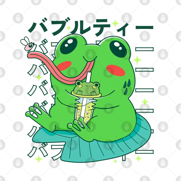 Kawaii Frog Anime Bubble Tea by Bruno Pires