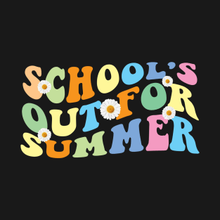 School's Out For Summer Graduation Teacher Kids Retro Groovy T-Shirt