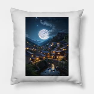 Moonlight by the Village Pillow