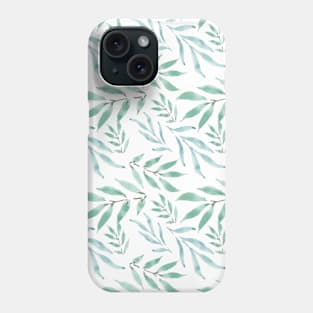 floral eucalyptus leaf watercolor pattern Phone Case