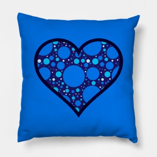 Blue Polka Dot Heart Pillow