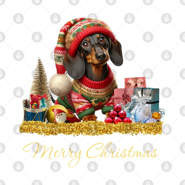 Merry Christmas Dachshund by The Artful Barker