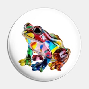 Colourful Crystal Glass Frog Figurine Pin