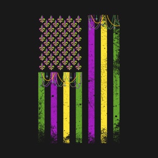 Mardi Gras Diva Masquerade Bead Parade USA Flag Men Women Kids T-Shirt