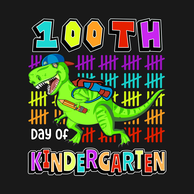 100th Day Of Kindergarten, Cute Dinosaur Student Teacher by SilverLake