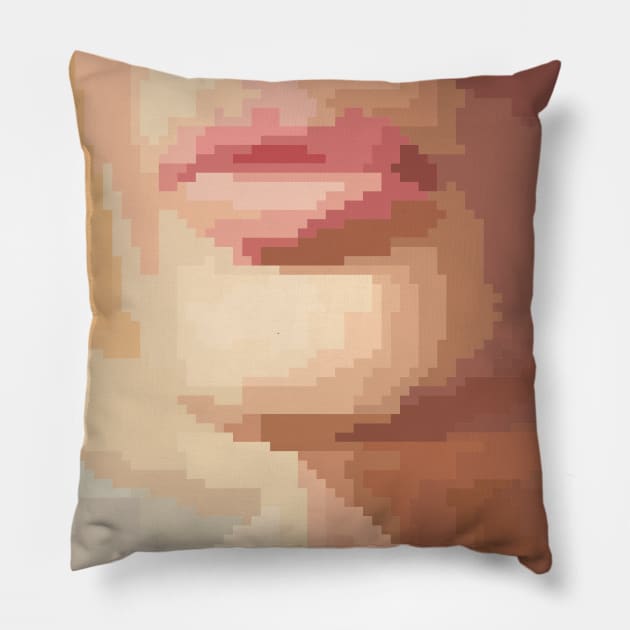 Pixel Art (pale pink lips) Pillow by Dmitry_Buldakov