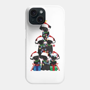 Holiday Preppy Black Lab Puppy Christmas Tree Phone Case