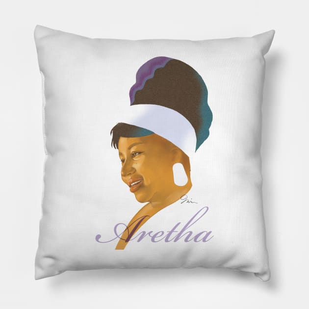 Aretha Franklin Pillow by TrevorIrvin